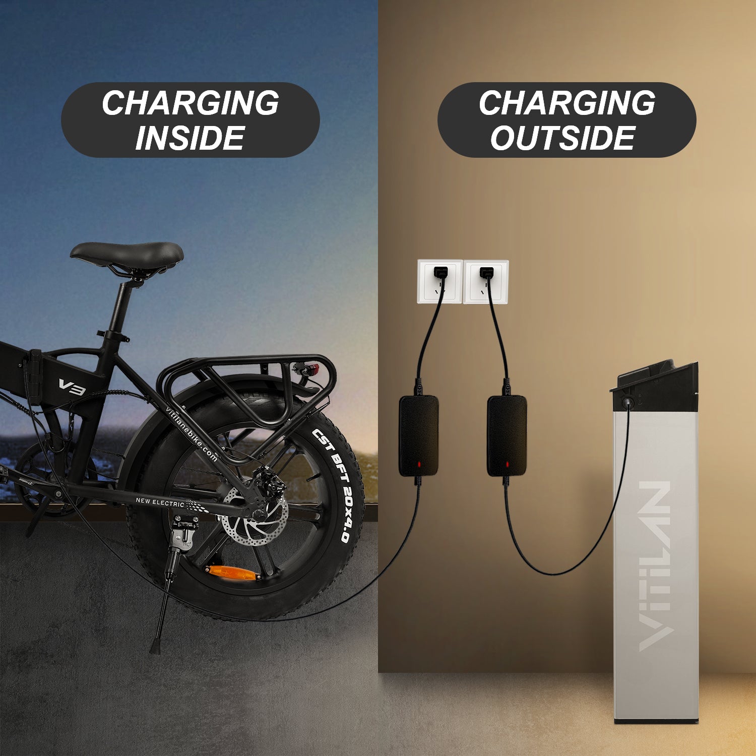 V3-serie elektrisch verwisselbare e-bike-batterij met lading
