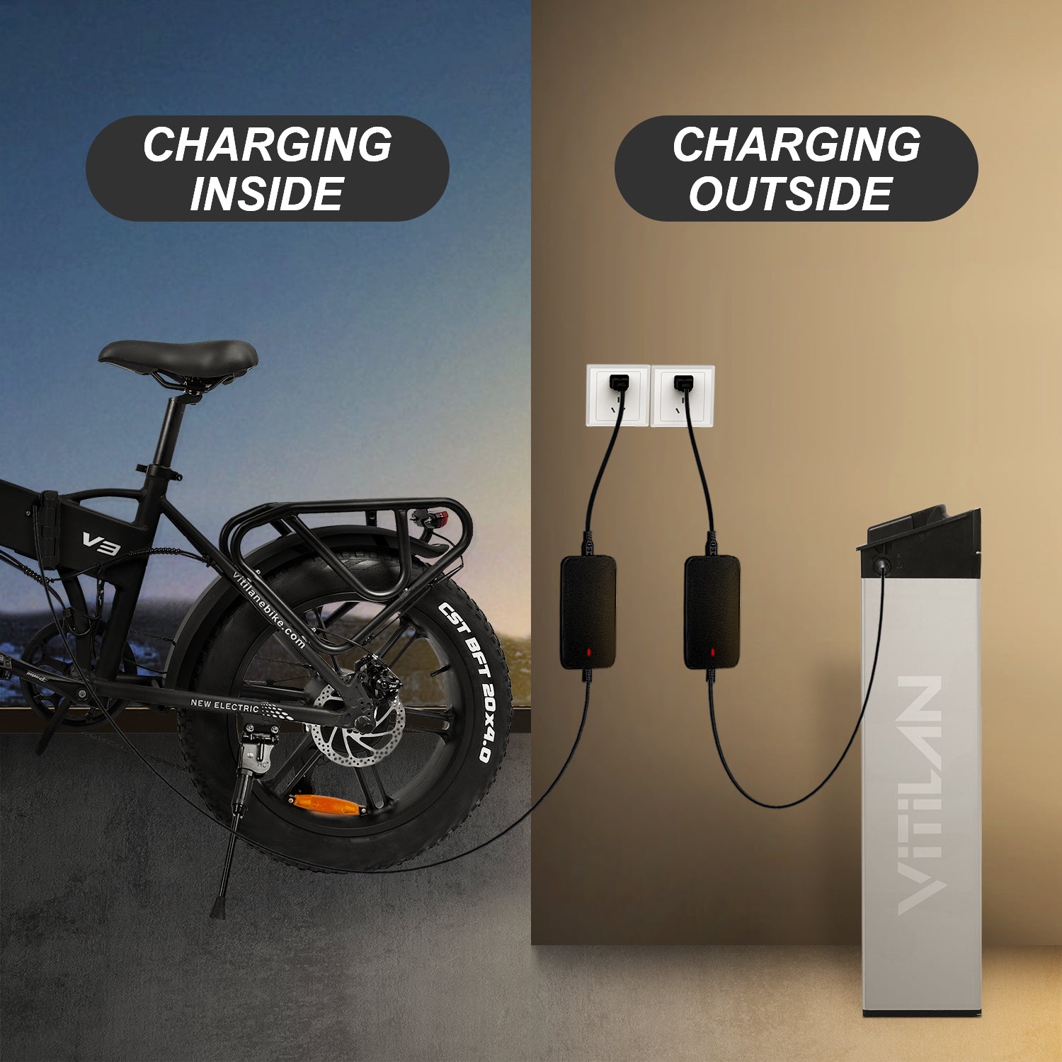 V3 Series Power Swappable Ebike Battery with Charge