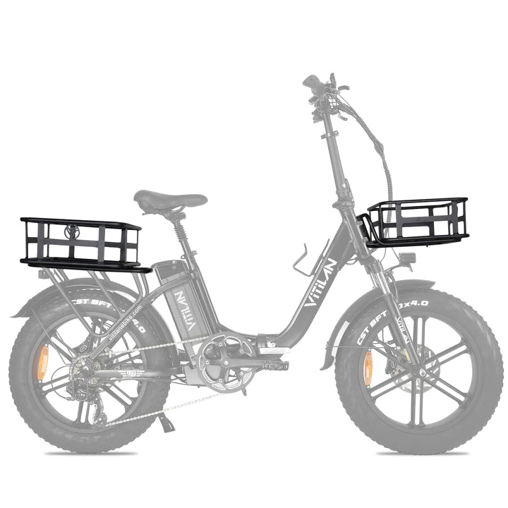 VITILAN Großer Korb vorne und hinten hängender Fahrradkorb Fahrradtasche Gepäckträger für U7 
